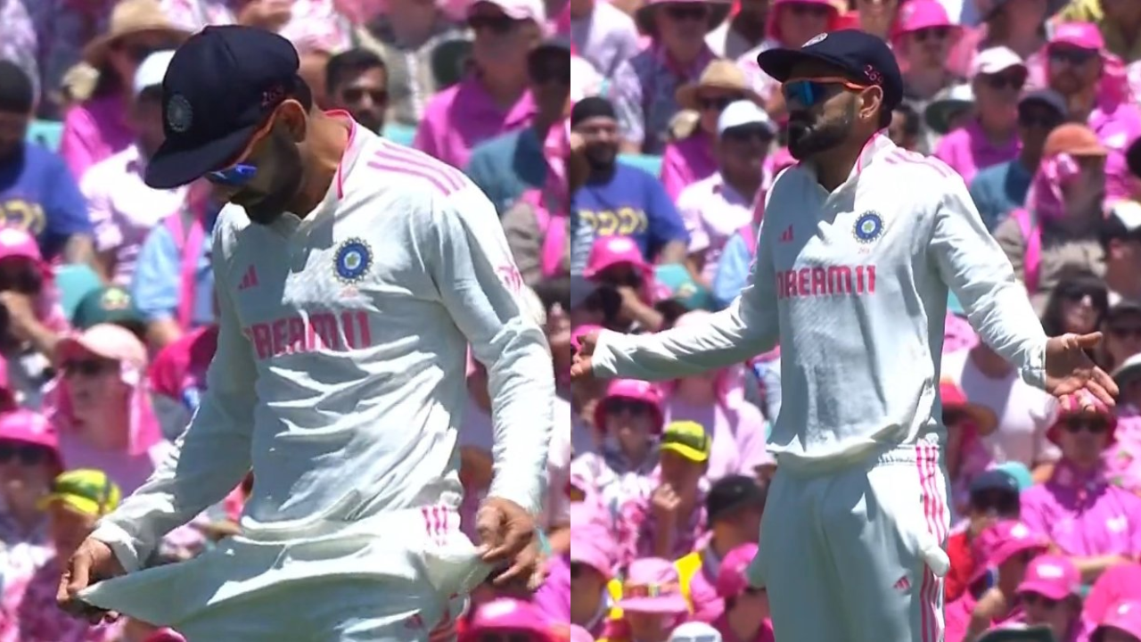 Virat Kohli mocks australian crowd by replicating sandpaper incident