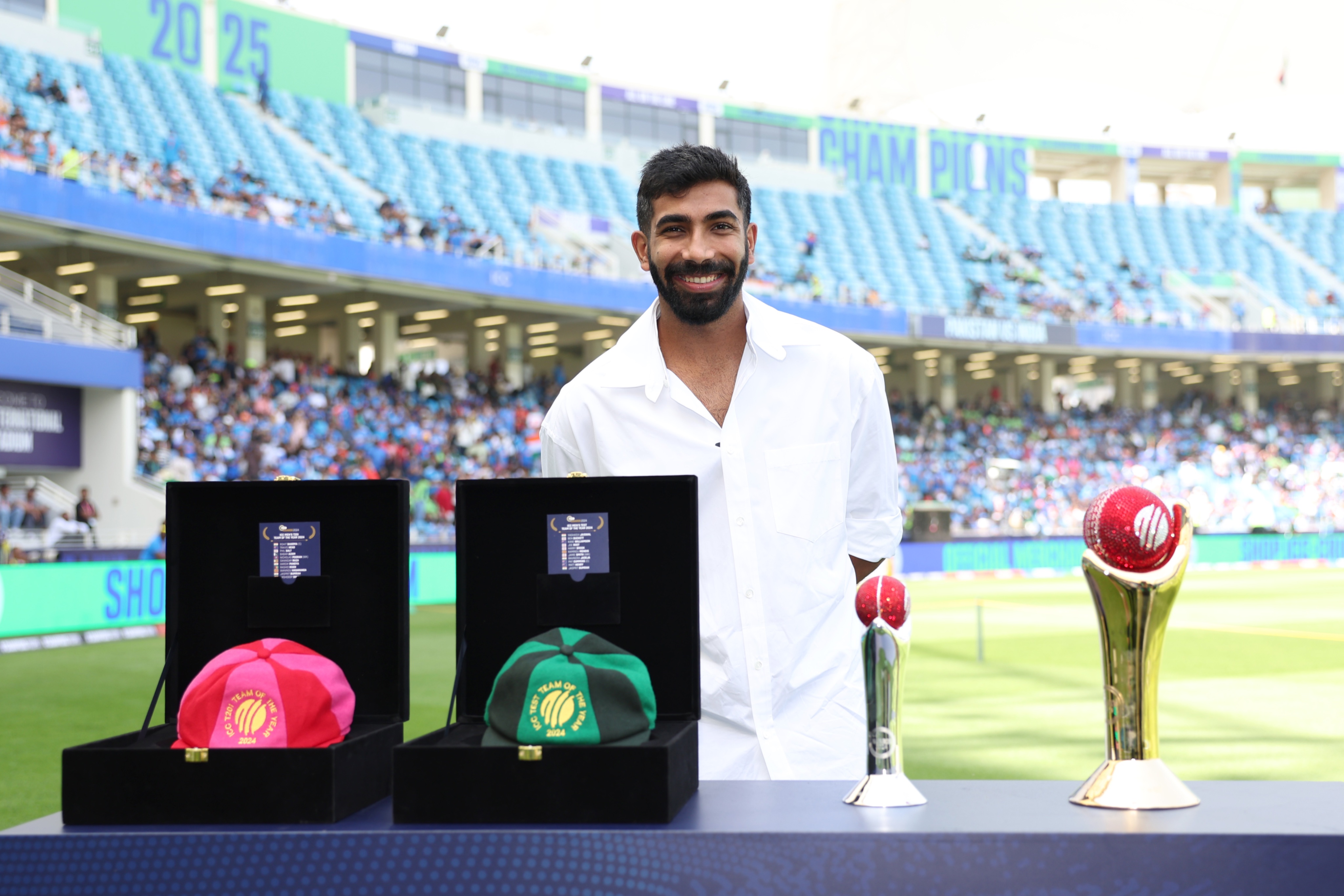 Champions Trophy 2025 Jasprit Bumrah Received 5 ICC Awards Before IND vs PAK Match at Dubai ICC Men Cricketer Of The Year