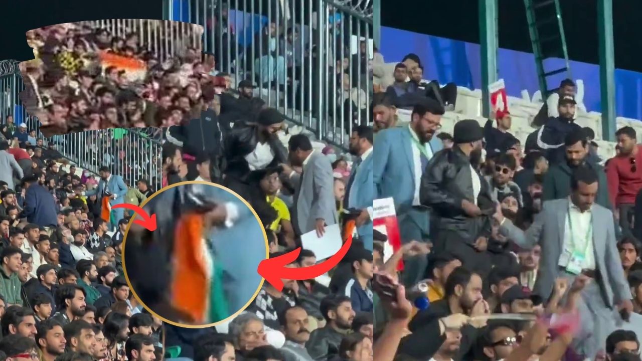 Champions Trophy 2025 A Man Arrested For waving Indian Flag at Lahore Gaddafi Stadium During ENF vs AUS match PCB