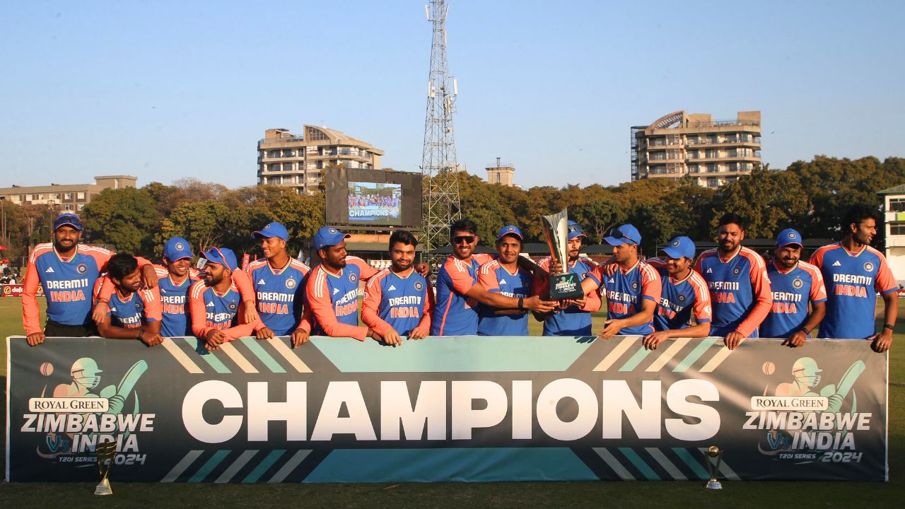 IND vs ZIM Series MS Dhoni tradition Shubman Gill hands series trophy to debutants