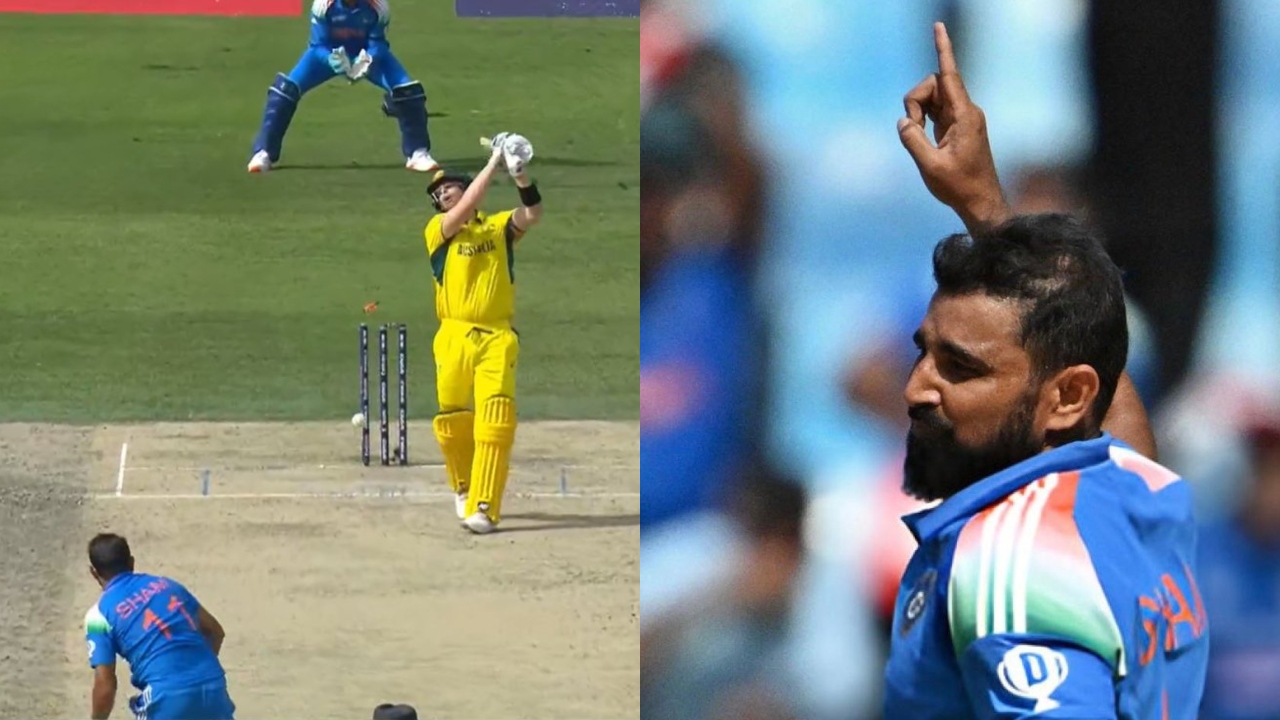 ind vs aus semifinal champions trophy 2025 mohammed shami clean bowled steve smith wicket today