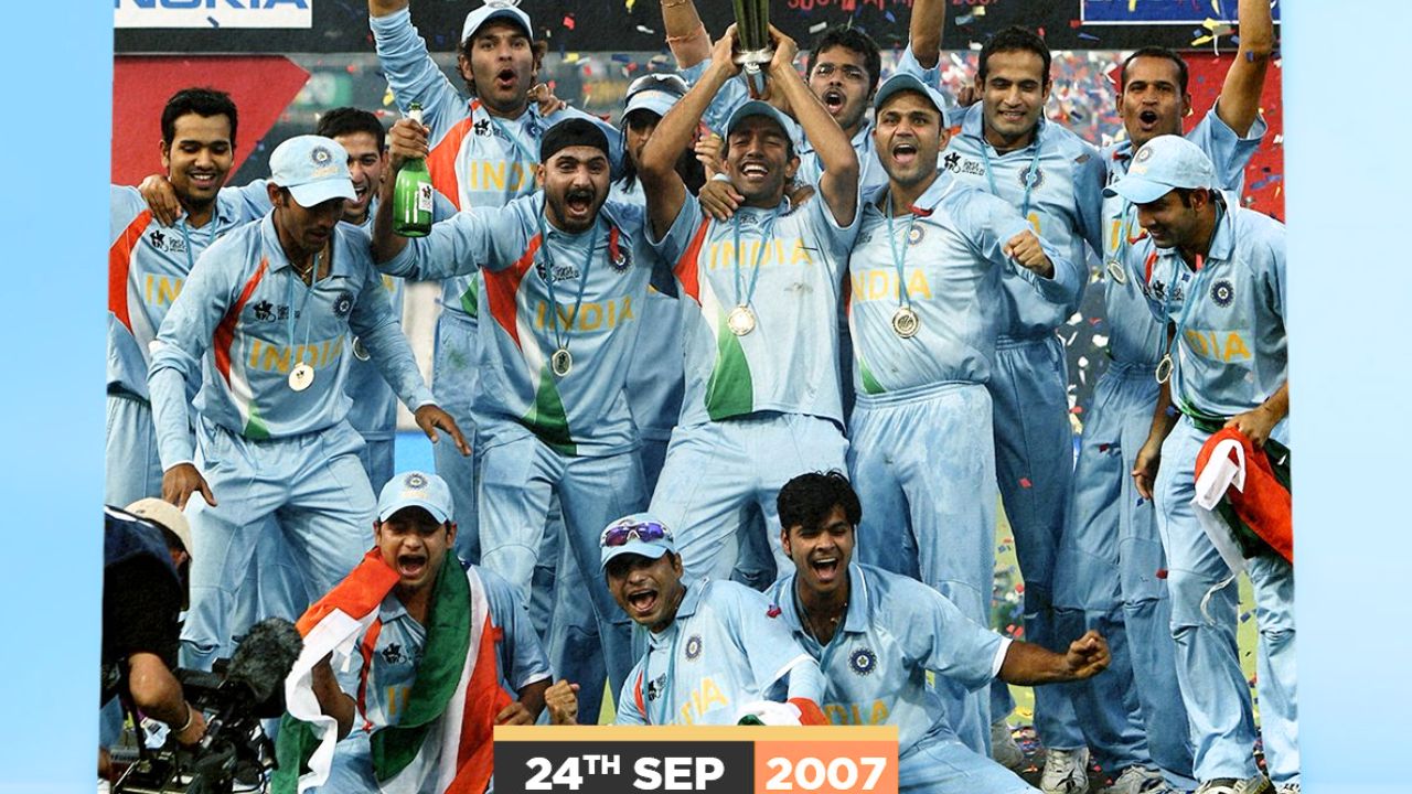 India become inaugural T20 World Cup champions in 2007 by beating Pakistan